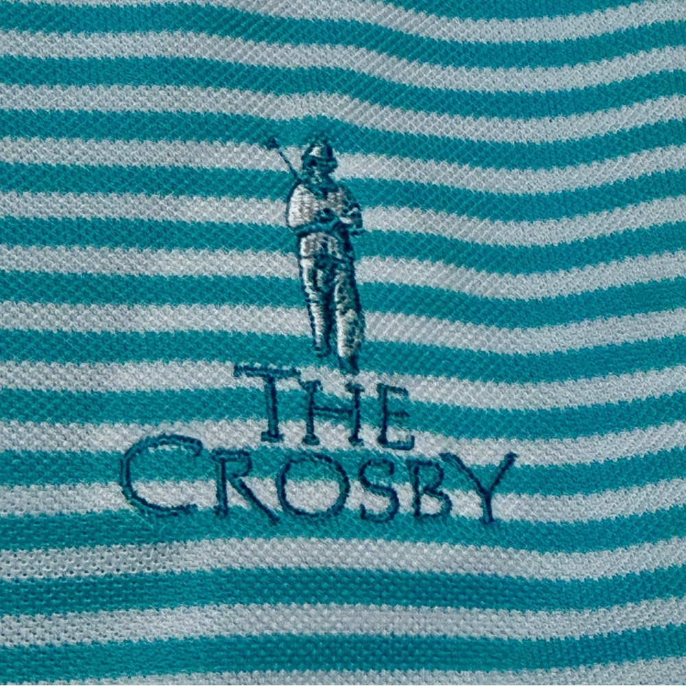 Peter Millar Summer Comfort The Crosby Green White Stripe Polo Shirt Men Large - Picture 5 of 8